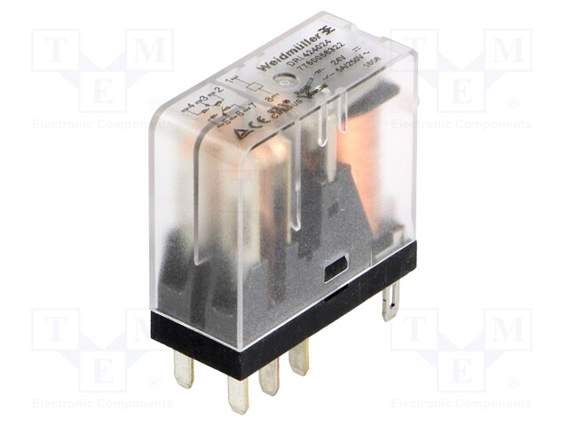 Relay: electromagnetic; DPDT; Ucoil: 24VDC; 5A/250VAC; 5A/30VDC; 5A