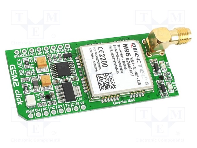 Click board; GSM/GPRS; UART; Quectel M95; SIM,mikroBUS connector