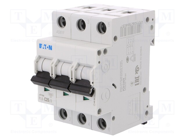 Circuit breaker; 230/400VAC; Inom: 25A; Poles: 3; DIN; Charact: C