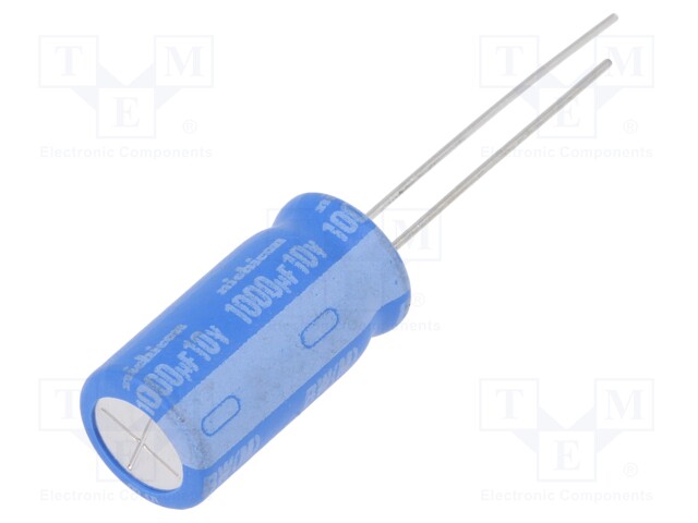 Capacitor: electrolytic; THT; 1000uF; 10VDC; Ø10x20mm; Pitch: 5mm