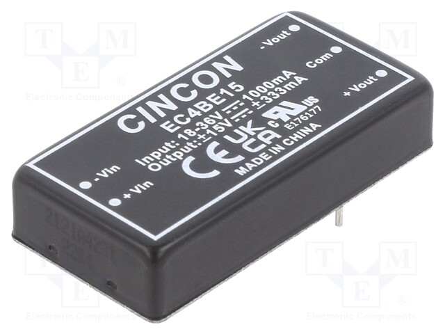 Converter: DC/DC; 10W; Uin: 18÷36V; Uout: 15VDC; Uout2: -15VDC; 2"x1"