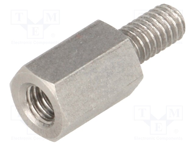 Screwed spacer sleeve; Int.thread: M4; 10mm; Ext.thread: M4