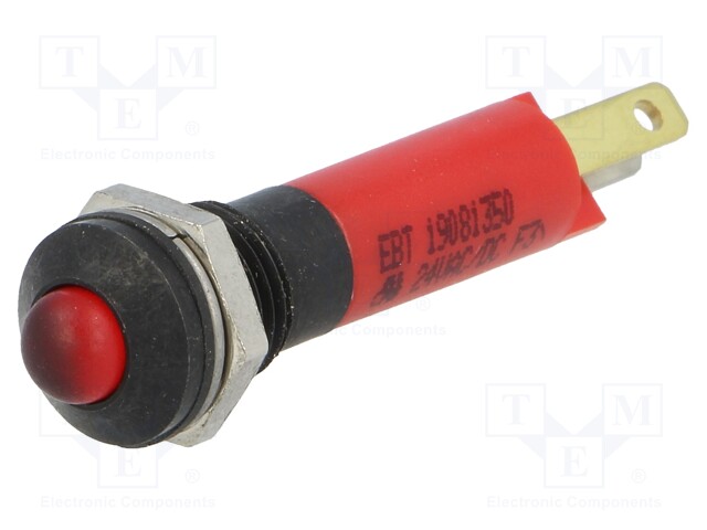 Indicator: LED; prominent; 24VDC; Cutout: Ø8mm; IP67; plastic