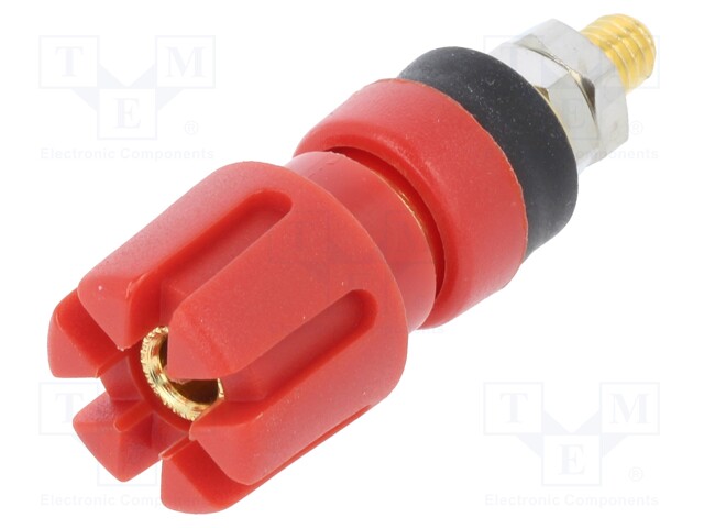 Socket; 4mm banana; 30A; 60VDC; 48mm; red; gold-plated; -20÷80°C