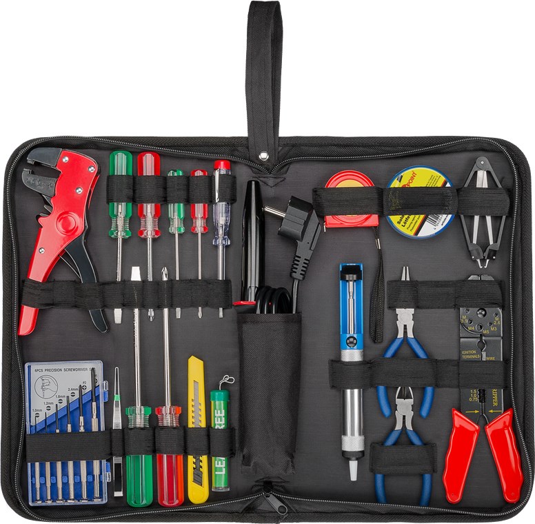 General purpose; Pcs: 20; Tool bag with soldering set