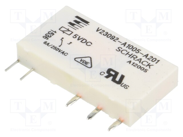 Relay: electromagnetic; SPDT; Ucoil: 5VDC; 6A/250VAC; 6A/30VDC