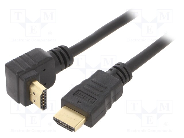 Cable; HDMI 2.0; HDMI plug,HDMI plug 90°; 3m; black; 30AWG