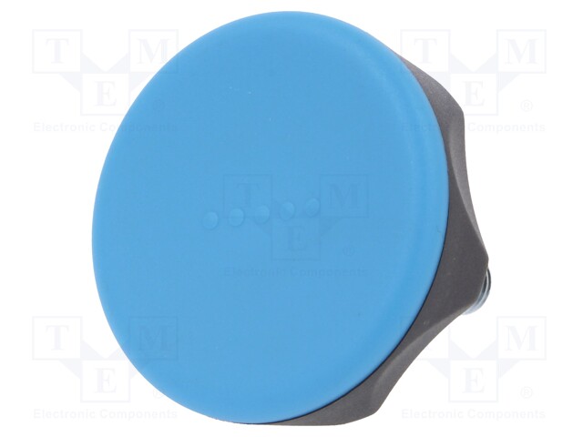 Knob; Dia: 45mm; M8; 20mm; technopolymer (PA); black; Cap: blue