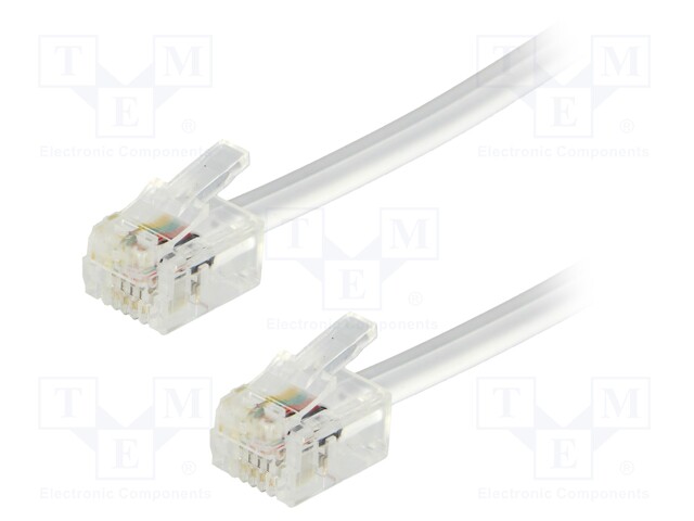 Cable: telephone; RJ11 plug,both sides; 1m; white