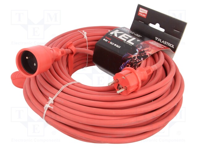 Extension lead; Sockets: 1; rubber; red; 30m; 16A; PROFESSIONAL