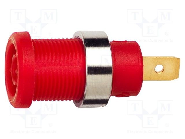 Socket; 4mm banana; 36A; red; Plating: nickel plated; 32mm; 10pcs.