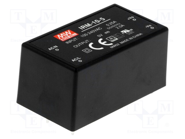 Power supply: switched-mode; modular; 10W; 5VDC; 45.7x25.4x21.5mm