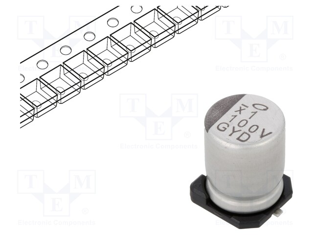 Capacitor: hybrid; 100uF; 35VDC; ESR: 27mΩ; ±20%; -55÷150°C; Ø8x10mm