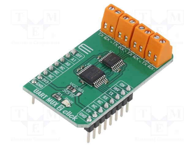 Click board; analog multiplexer; UART; MAX3221,MAX399; 3.3/5VDC