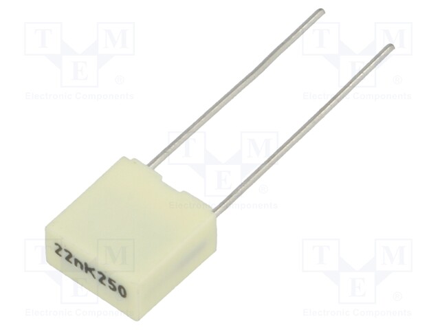 Capacitor: polyester; 22nF; 160VAC; 250VDC; Pitch: 5mm; ±10%