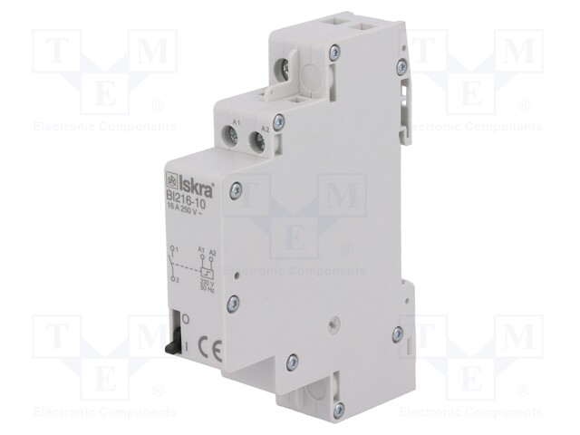 Relay: installation; bistable; NO; Ucoil: 230VAC; 17.6x90x65mm