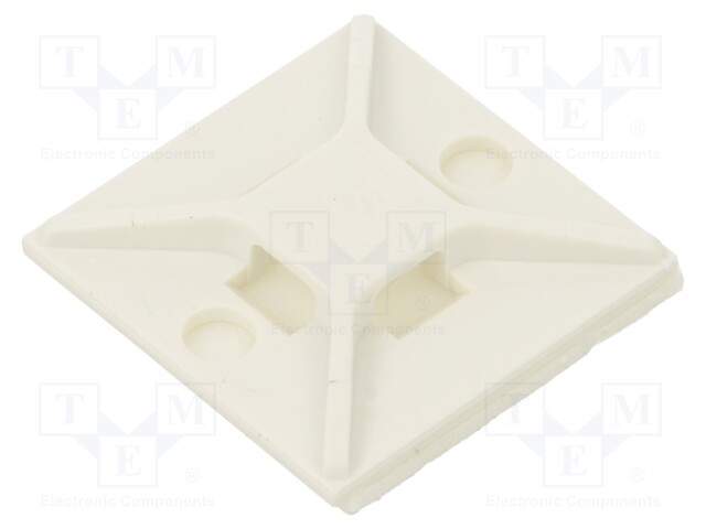 Screw down self-adhesive holder; ABS; white; Ht: 4.2mm; L: 25.4mm