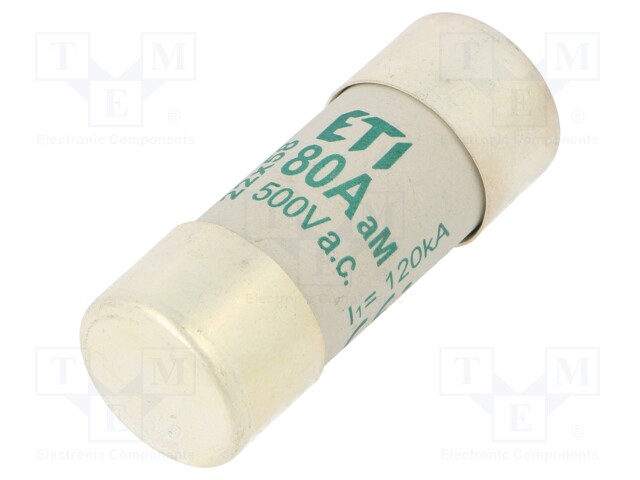 Fuse: fuse; aM; 80A; 500VAC; cylindrical,industrial; 22x58mm