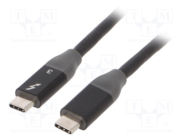 Cable; USB 3.1; USB C plug,both sides; nickel plated; 1.5m; black