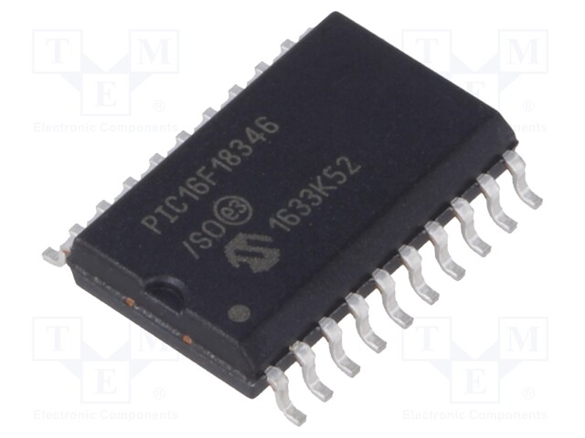 PIC microcontroller; Memory: 28kB; SRAM: 2048B; EEPROM: 256B; SMD