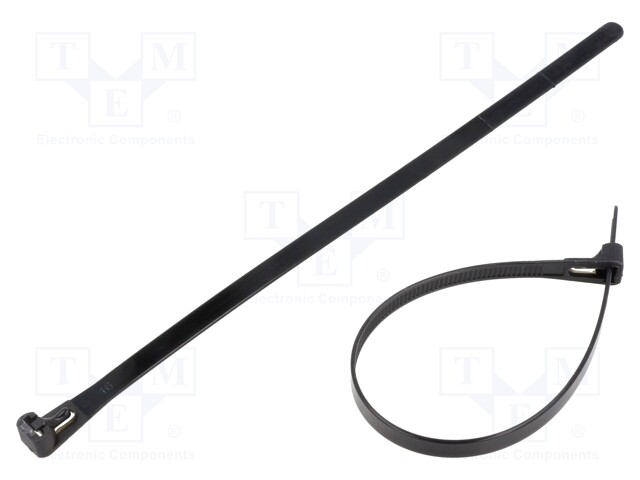 Cable tie; multi use; L: 250mm; W: 7.2mm; polyamide; black; 50pcs.