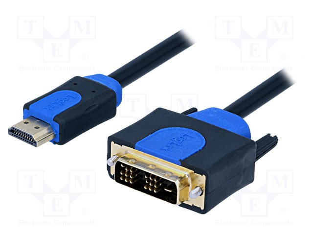 Cable; HDMI 1.3; DVI-D (18+1) plug,HDMI plug; 1m; blue,black