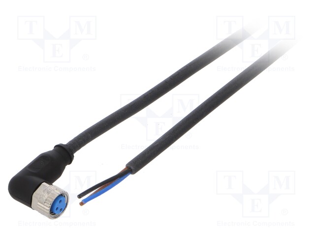 Connection lead; M8; PIN: 3; angled; 10m; plug; 60VAC; 4A; -40÷80°C