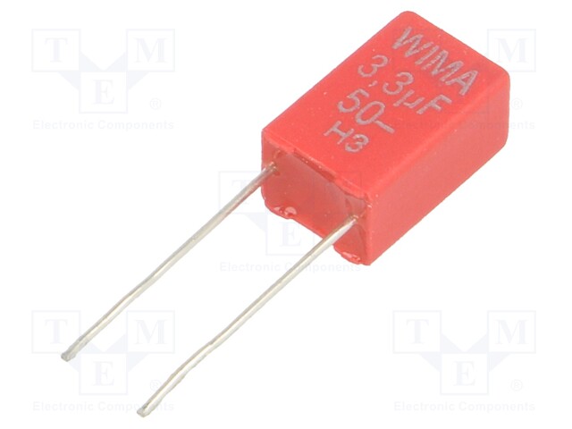 Capacitor: polyester; 3.3uF; 30VAC; 50VDC; Pitch: 5mm; ±5%