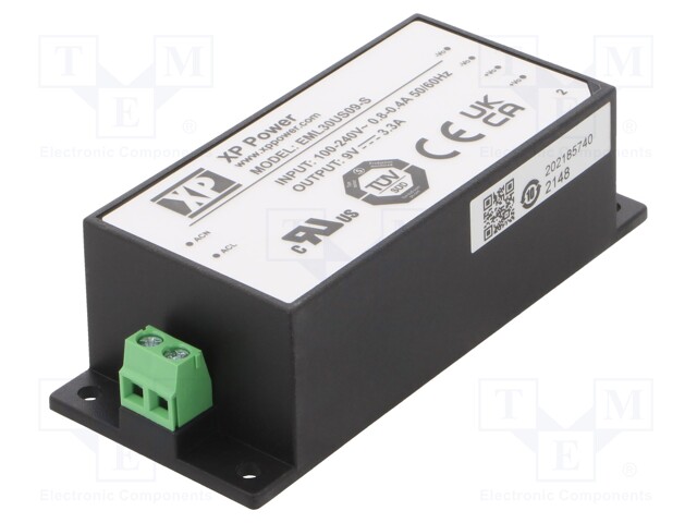 Power supply: switched-mode; 30W; 9VDC; 3.33A; OUT: 1; 87x40x28.5mm