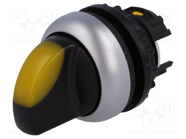 Switch: rotary; Stabl.pos: 1; 22mm; yellow; IP67; Pos: 3; Ø22.5mm