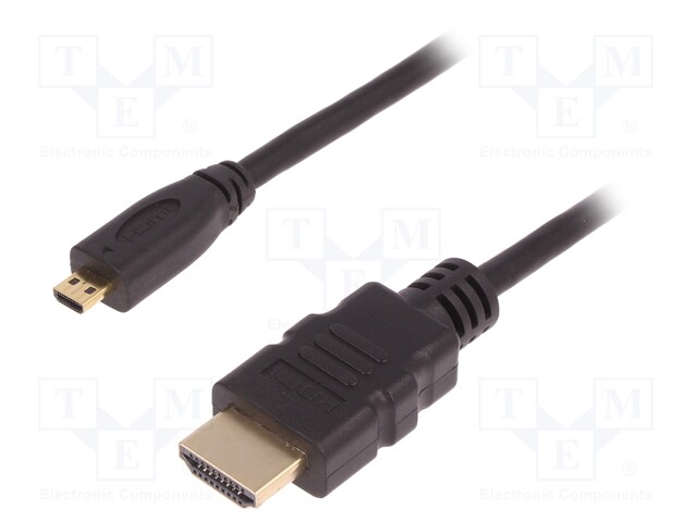 Cable; HDMI 1.4; HDMI micro plug,HDMI plug; 3m; black