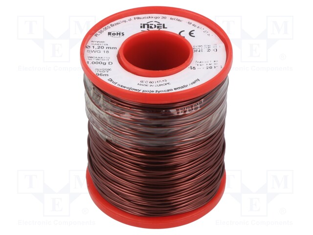 Coil wire; single coated enamelled; 1.2mm; 1kg; -65÷200°C