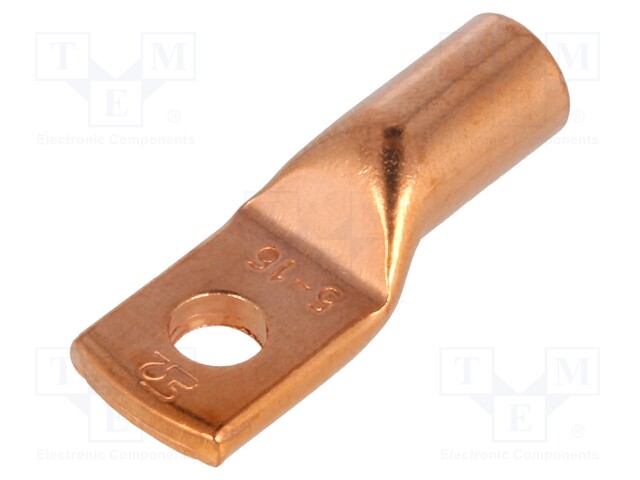 Ring tube terminal; M5; 16mm2; crimped; for cable; L: 25mm; copper