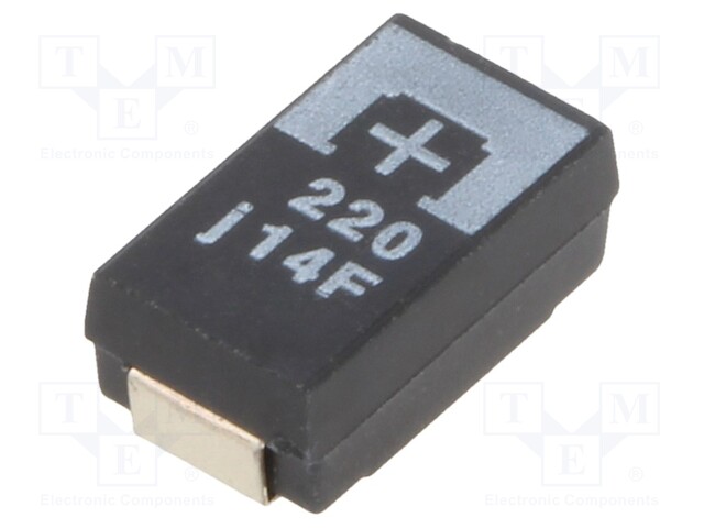 Capacitor: tantalum-polymer; 220uF; 6.3VDC; TPF; SMD; ±20%; 2000h