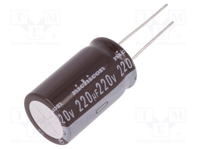 Capacitor: electrolytic; THT; 220uF; 220VDC; Ø18x31.5mm; ±20%