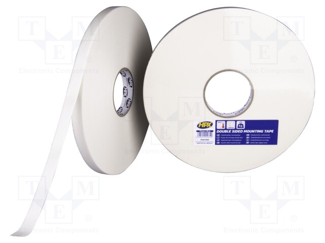 Tape: fixing; W: 19mm; L: 50m; D: 1mm; V: double-sided; natural rubber