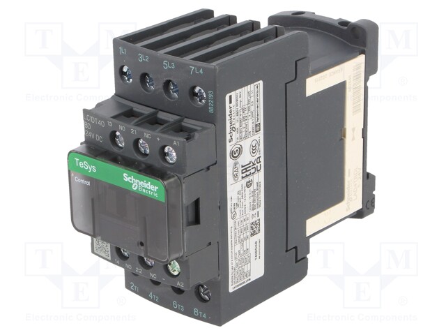 Contactor, TeSys D Series, DIN Rail, 690 VAC, 4PST-NO, 4 Pole