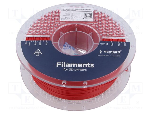 Filament: PLA; 1.75mm; red; 210÷240°C; 1kg; High Speed