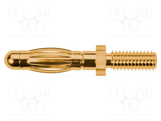 Plug; 4mm banana; 32A; 33VAC; 70VDC; 30mm; gold-plated; Thread: M4