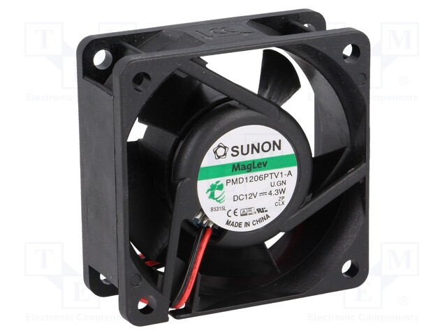 Fan: DC; axial; 12VDC; 60x60x25mm; 61.2m3/h; 43dBA; Vapo; Len: 300mm