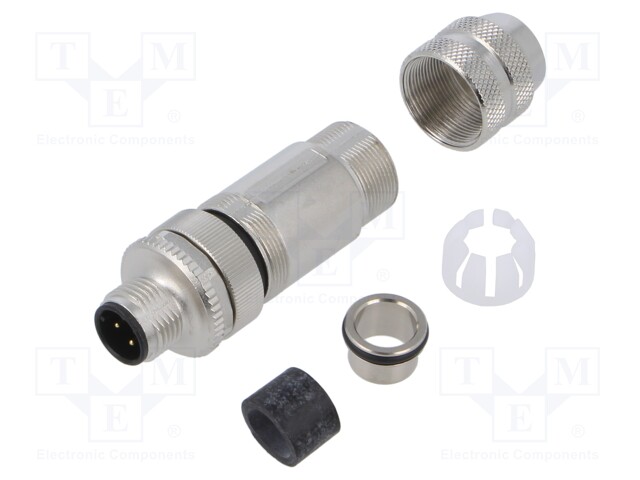 Plug; M12; PIN: 4; male; D code-Ethernet; for cable; screw terminal