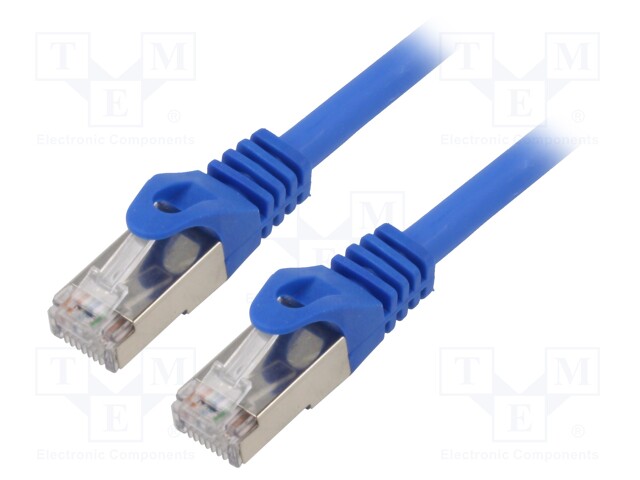 Patch cord; S/FTP; 6a; solid; Cu; LSZH; blue; 3m; 27AWG; Øcable: 5.8mm