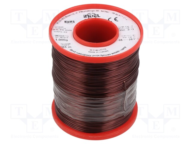 Coil wire; single coated enamelled; 0.7mm; 1kg; -65÷200°C