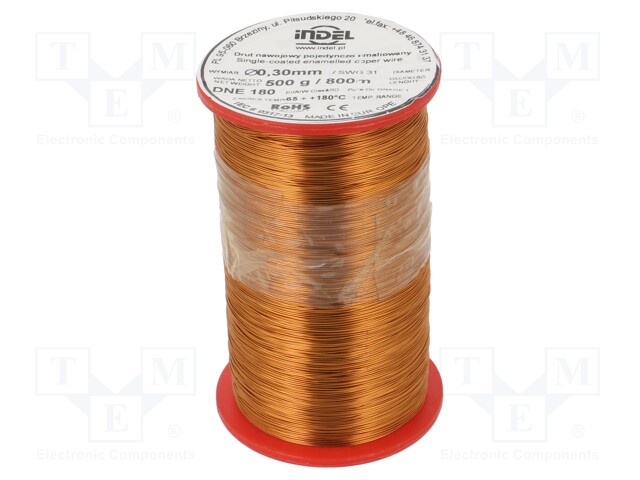 Coil wire; single coated enamelled; 0.3mm; 500g; -65÷180°C