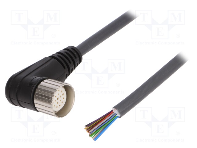 Connection lead; M23; PIN: 19; angled; 5m; plug; 150VAC; 8A; -25÷80°C