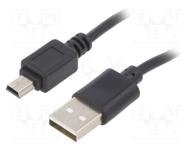 Cable; USB 2.0; USB A plug,USB B mini plug; nickel plated; 1m