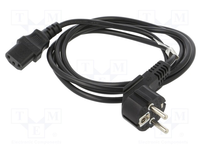 Cable; CEE 7/7 (E/F) plug angled,IEC C13 female; PVC; Len: 1.8m