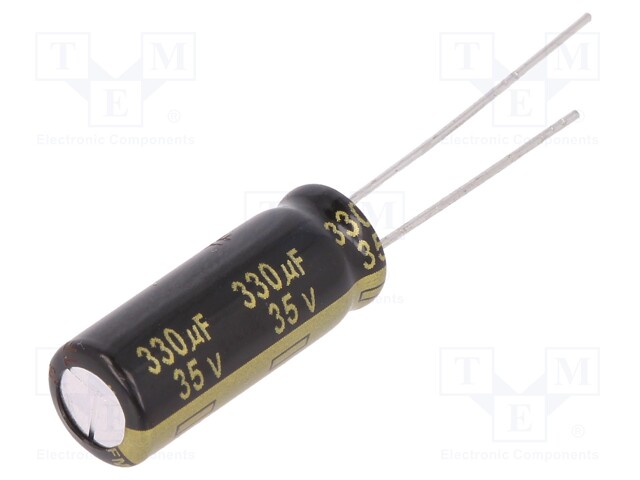 Capacitor: electrolytic; low impedance; THT; 330uF; 35VDC; Ø8x20mm