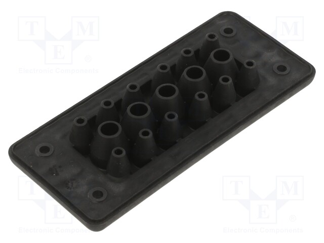 Multigate grommet; black; Holes no: 17; -40÷90°C; UL94V-0; IP65