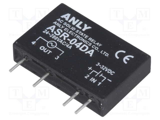 Relay: solid state; Ucntrl: 3÷32VDC; 4A; 24÷280VAC; THT; SIP